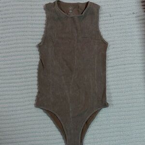 Aura Brown Ribbed Tank Top